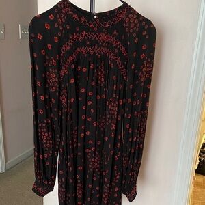 Free People Black and Red Floral Dress